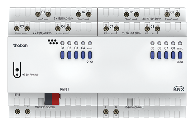 RM 8 I KNX Актуатор: 8 каналов реле С-Load с измерением тока FIX2
