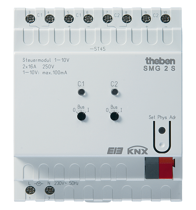 SMG 2 S KNX 2-х канальный светорегулятор с интерфейсом 1-10В для управления ЭПРА и LED. Линейка MIX